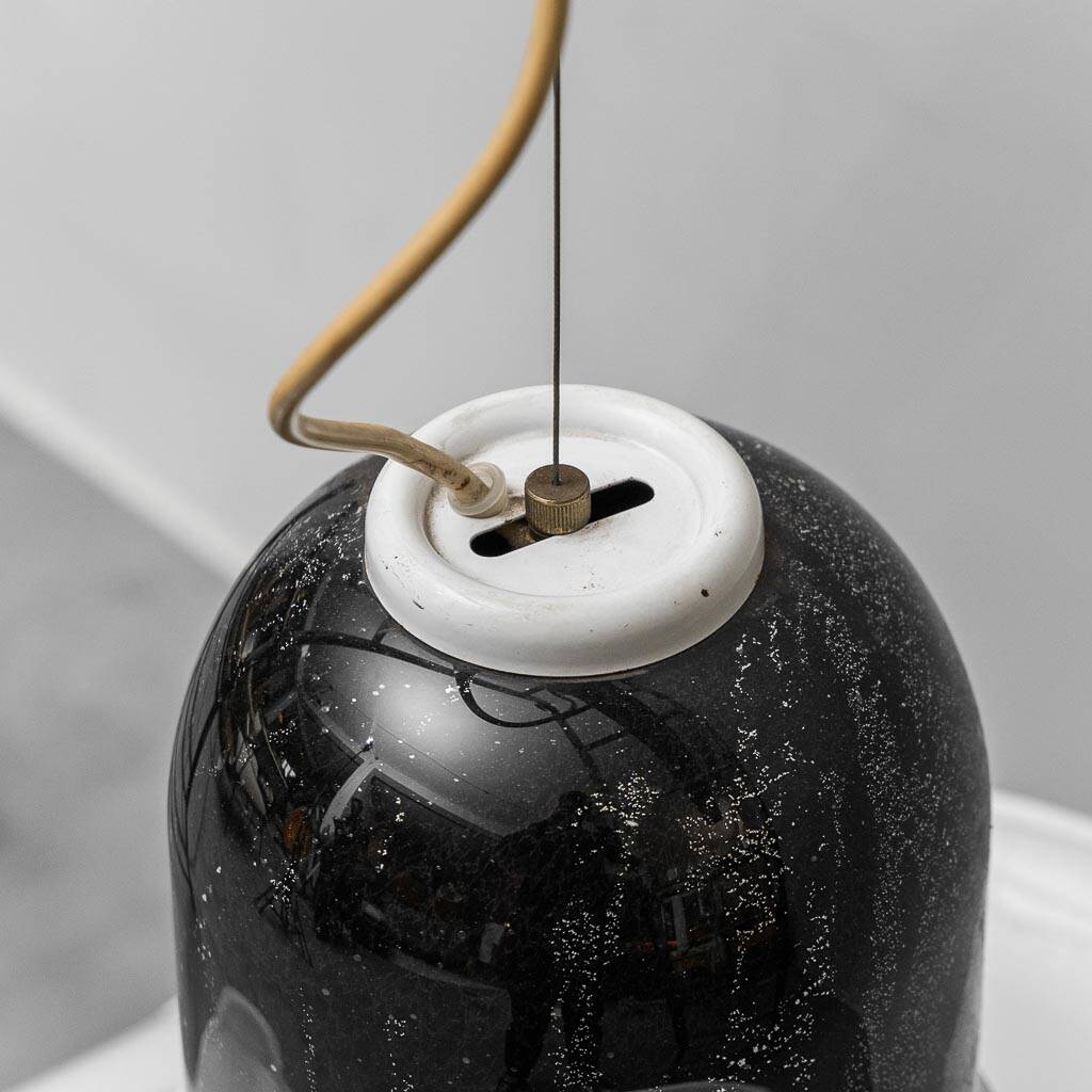 Vintage glass and metal pendant lamp – 1970s modernism