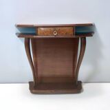Beech and Walnut Root Console Table with an Orange Glass Top, Italy