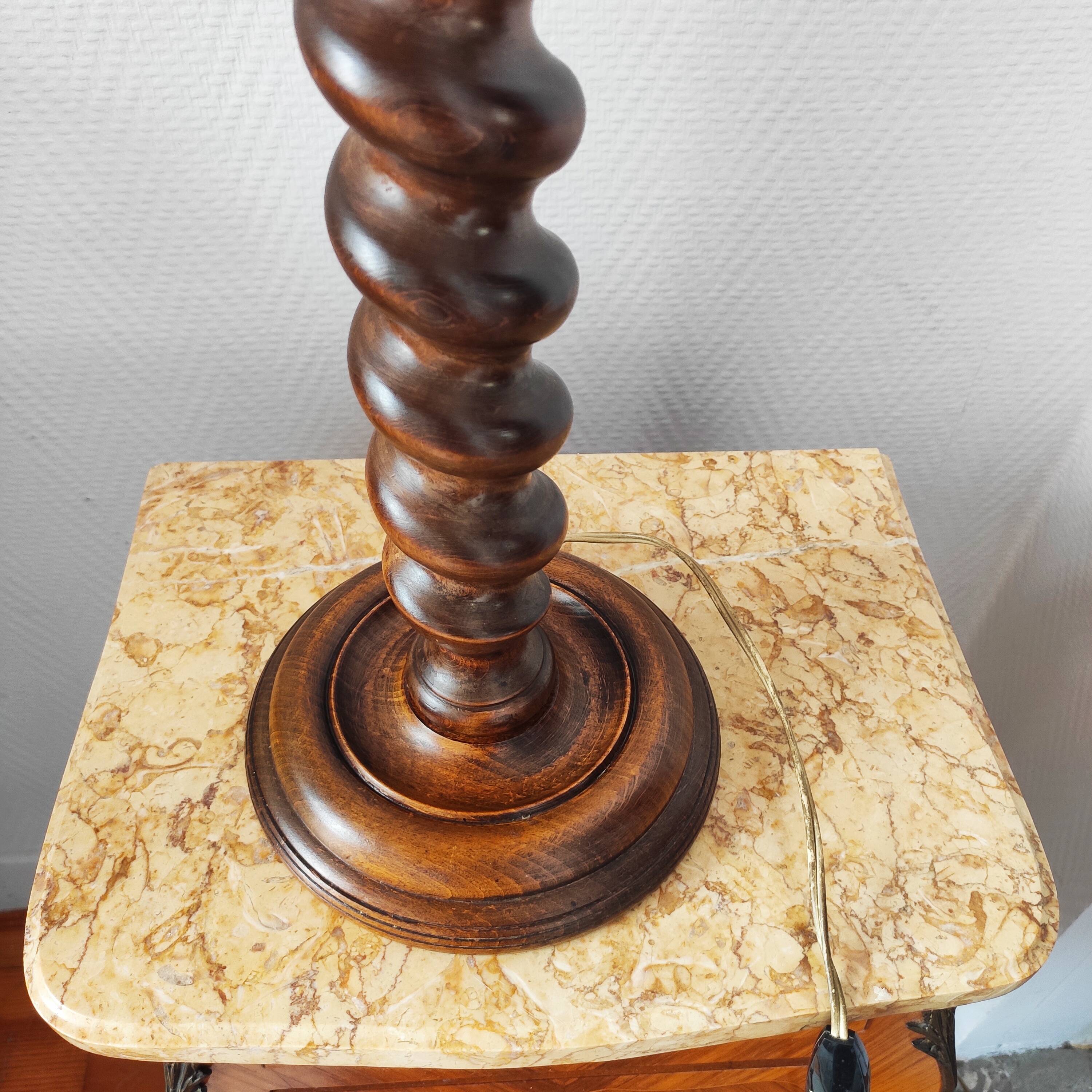 Vintage turned wooden lamp base – France 1950-60
