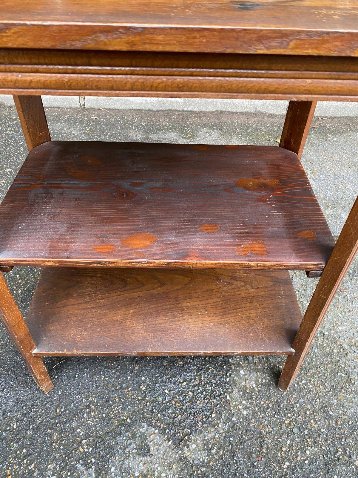 1950s Art Deco solid wood shelf with drawer