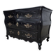Beautiful curved tomb commode from the Louis XV period, black lacquered.