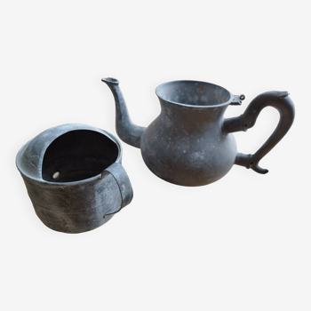 Vintage aluminum teapot and cup