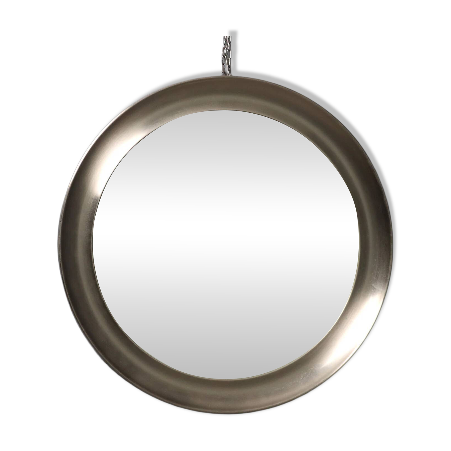Vintage round mirror, iron and glass frame, Italy, 1960s