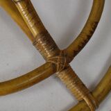 Chunky large bamboo rattan coat rack, 1960s