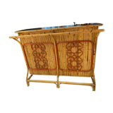 Vintage wine counter in rattan bamboo and wicker