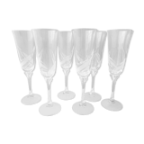 Set of 6 flutes champagne decor in frosted glass