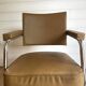 Vintage Office Chair from the 70s – Chrome Metal & Camel Faux Leather (Bauhaus Style)
