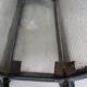 ancient hexagonal wrought iron lantern, decoration lily flowers- 19th century