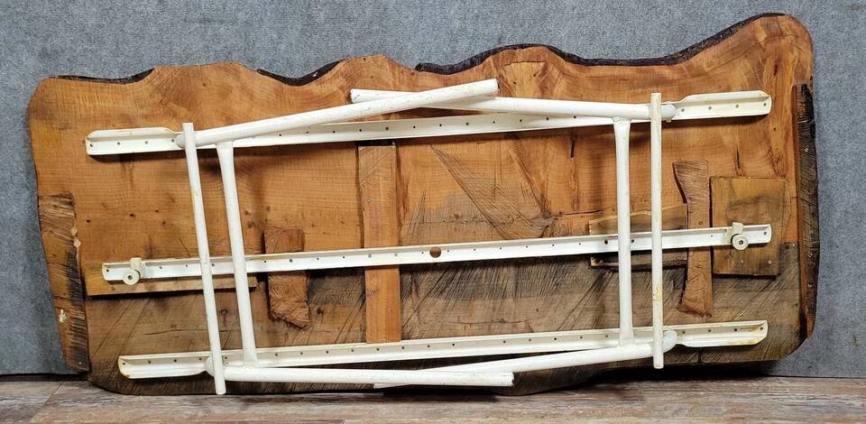 Brutalist dining table in wood and iron, 20th century