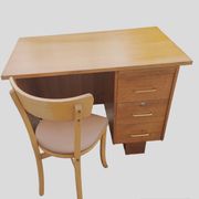 Bureau et sa chaise en chêne blond années 1950/1960
