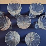 9 crystal d'arques wine glasses pyramid model designer Jacques Durand 80s