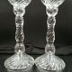 Pair of bamboo candlesticks in molded crystal