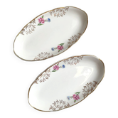 Lot de 2 raviers Sarreguemines modèle Béarn fleurs roses et bleues