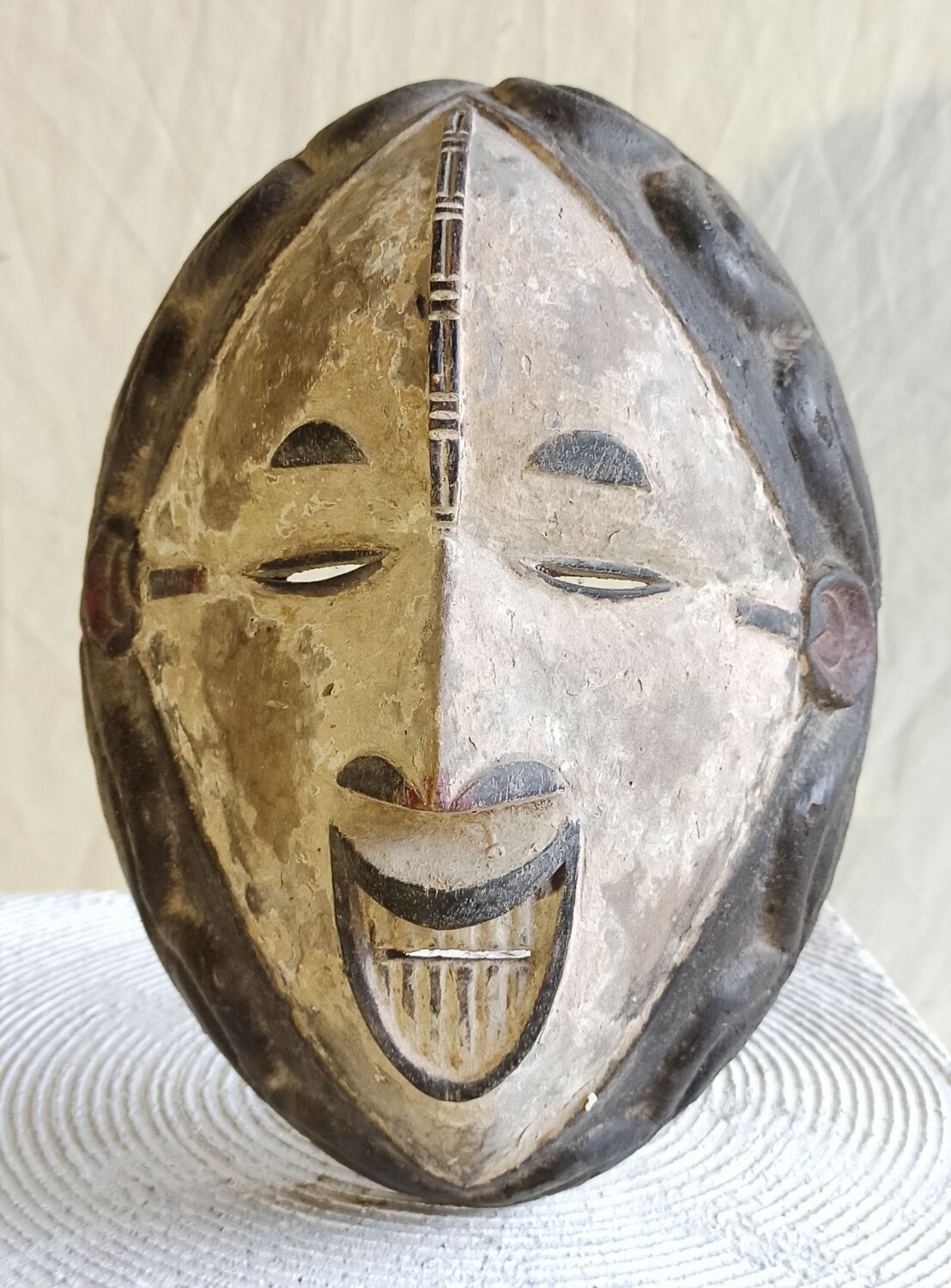 Antique wooden mask African Igbo art from Nigeria