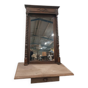 Miroir en chêne à colonnes torsadées