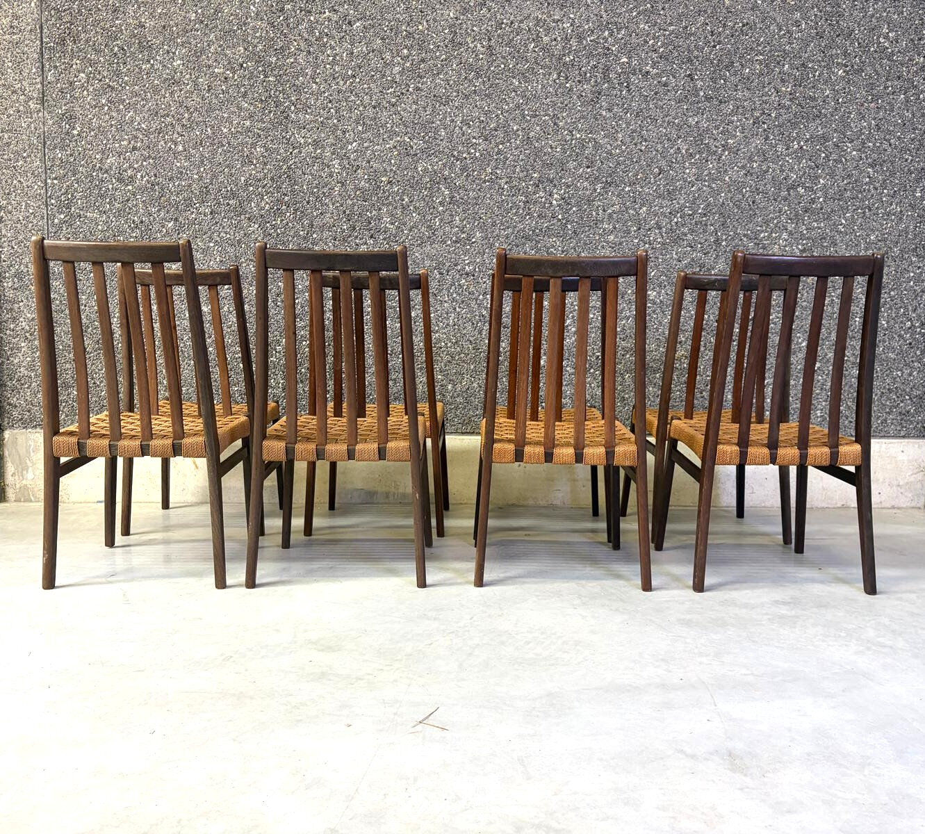 Danish cord dining chairs, set of 8 - 1960s