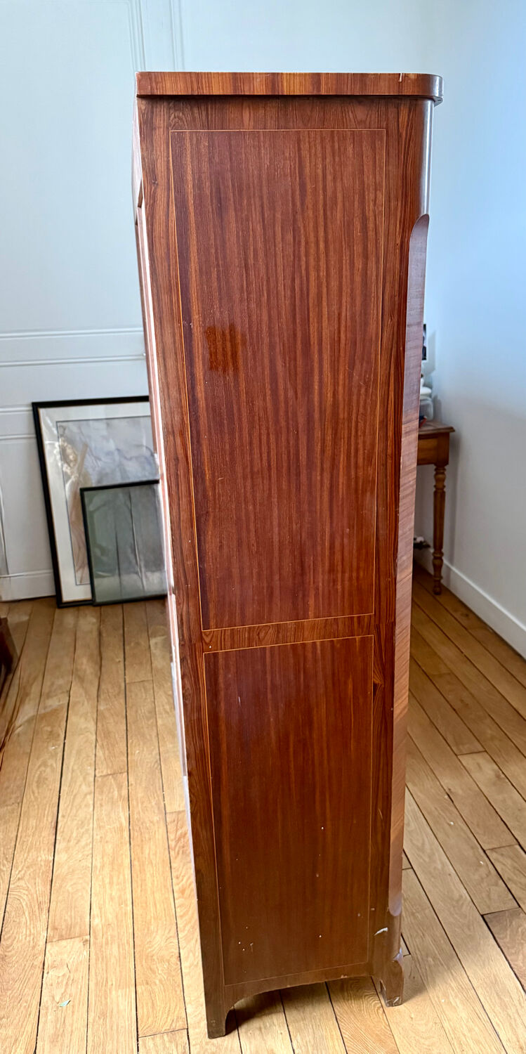Solid wood display cabinet - walnut veneer