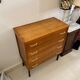 Commode 4 tiroirs en bois et métal noir années 1960