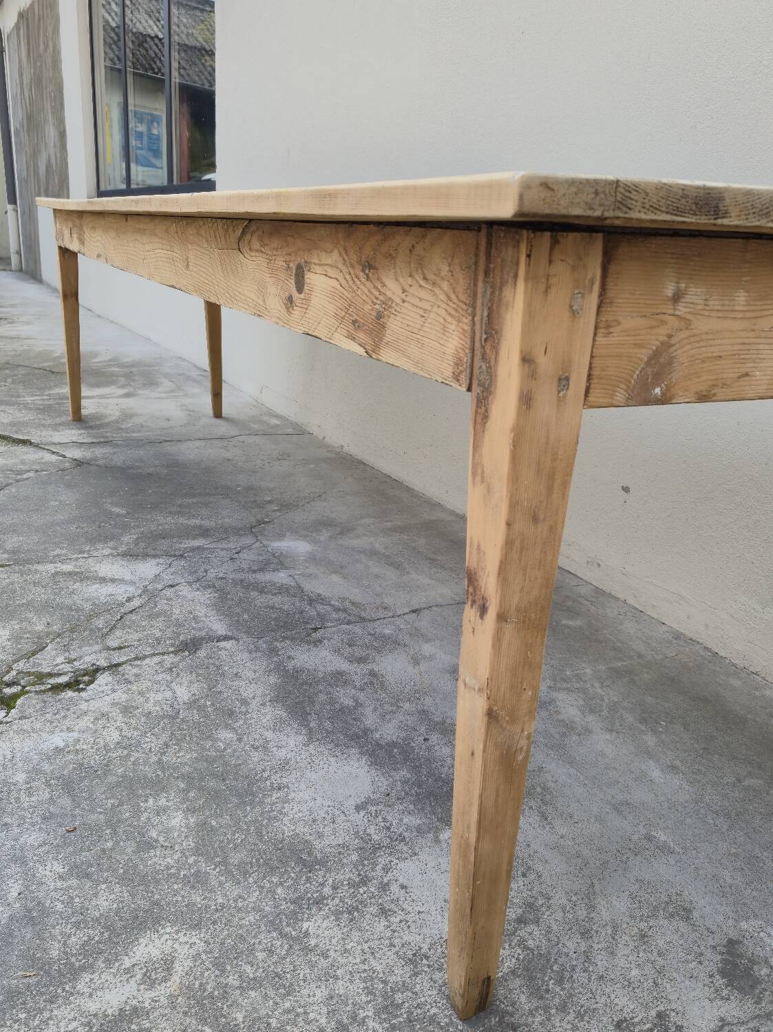 Rustic farmhouse table in fir, 1900