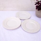 3 white dessert plates Creil et Montereau