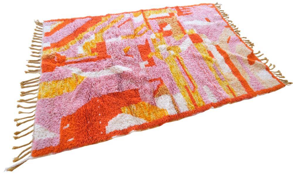 Boujad. tapis marocain rose et orange, 192 x 280 cm