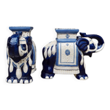 Pair of elephant ceramic side tables