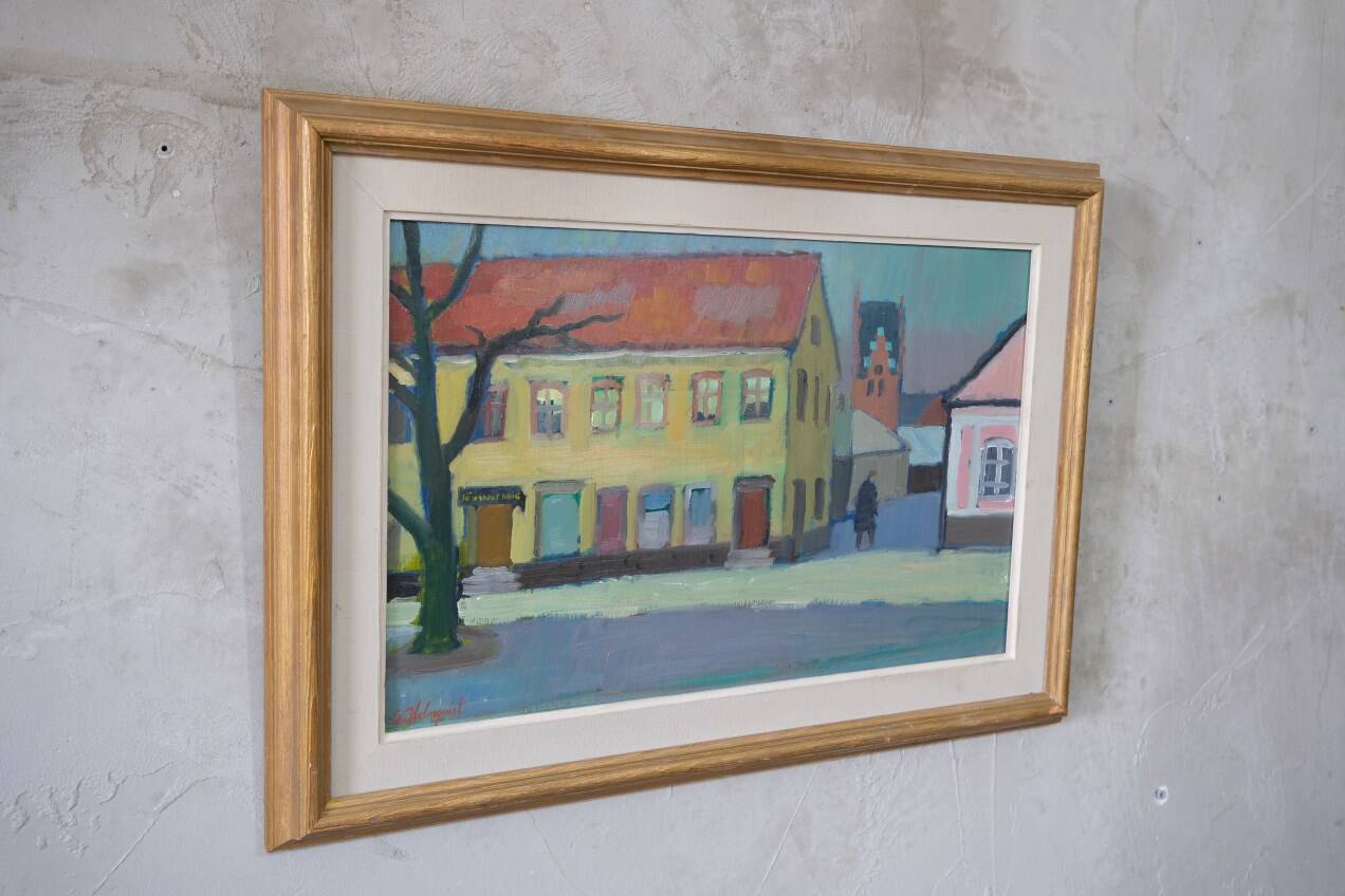 Sigvard Holmqvist, Swedish Modern Oil Painting, 1960s, Framed