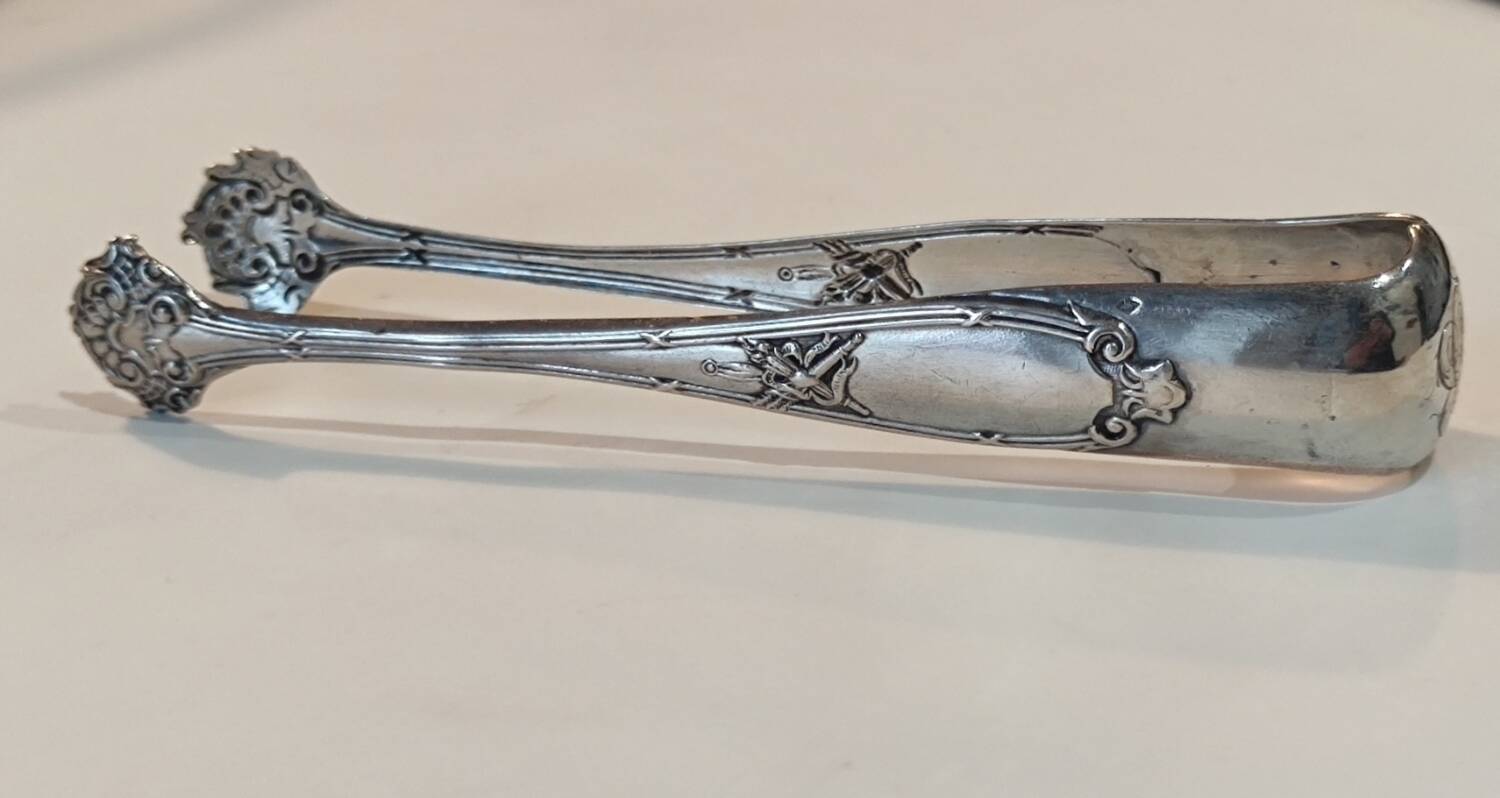 Monogram/Silver Sugar Tongs Minerva Hallmark