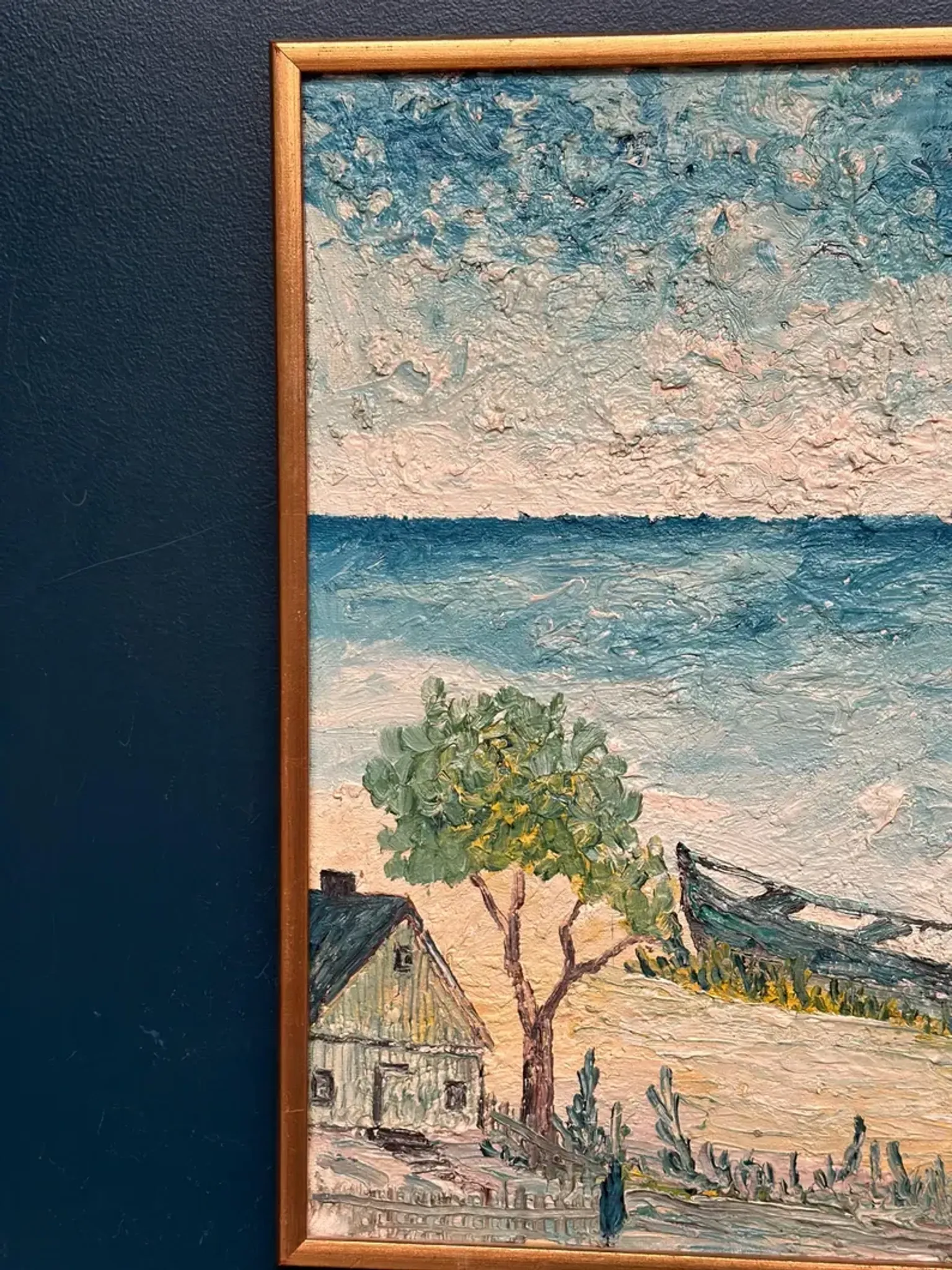 Original Swedish Oil on Panel - "Landskrona" by Stig Allan - Signed - Vintage and Framed - 60 × 50 cm (23.6" × 19.7")