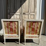 Pair of Louis XVI lacquered bergere chairs circa 1950