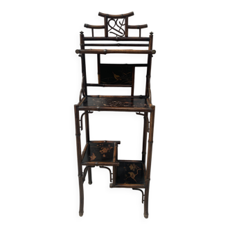 Bamboo shelf with four shelves with Asian decor, 20th century