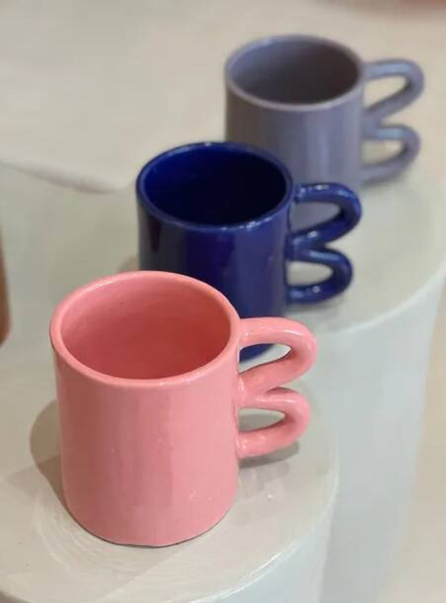 Mug cup ceramic handle graphic wave colorful design Majorelle Blue Klein