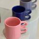 Mug cup ceramic handle graphic wave colorful design Majorelle Blue Klein