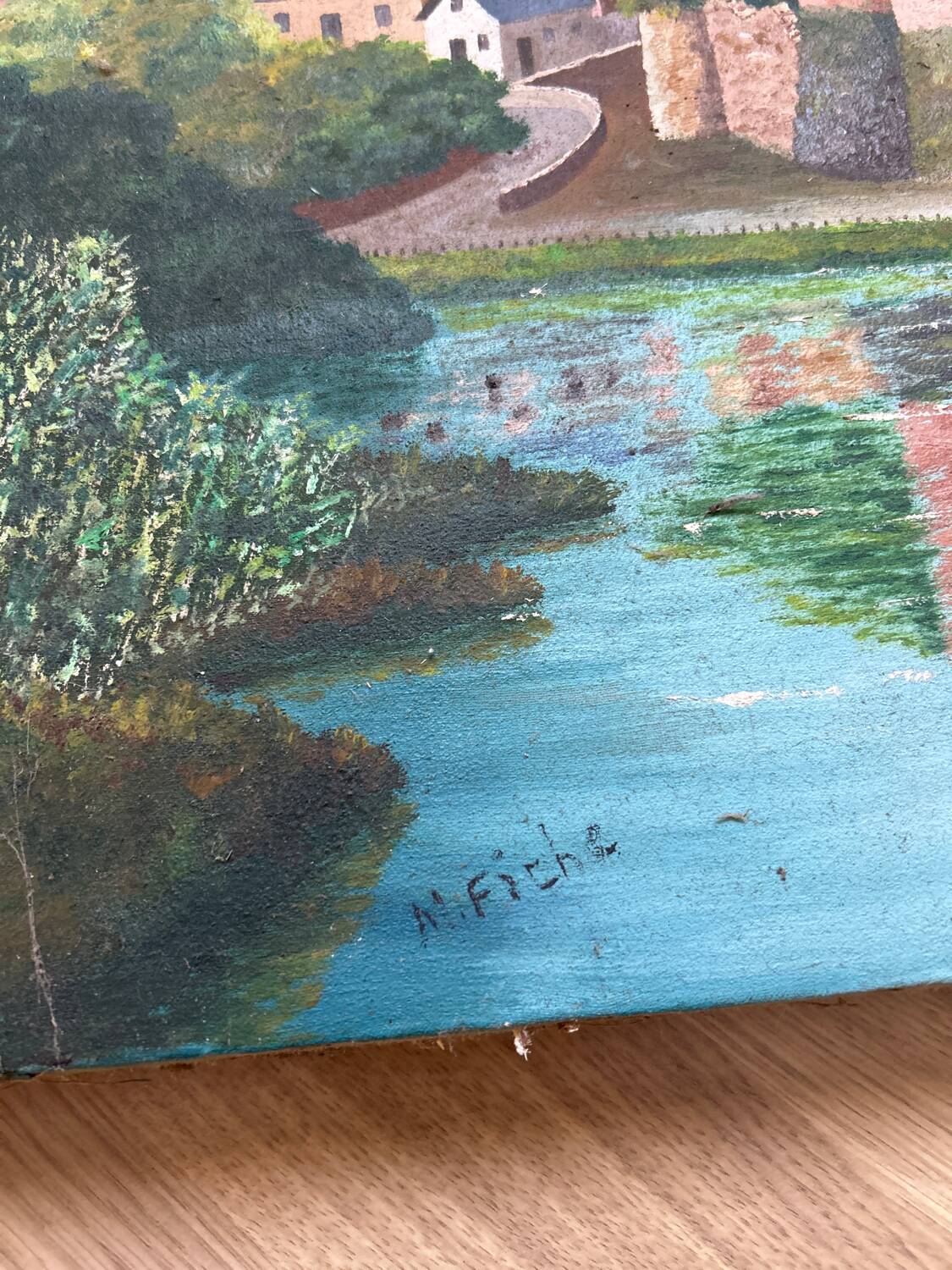 Huile sur toile paysage signée M.Fiche