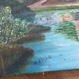 Oil on canvas landscape signed M.Fiche