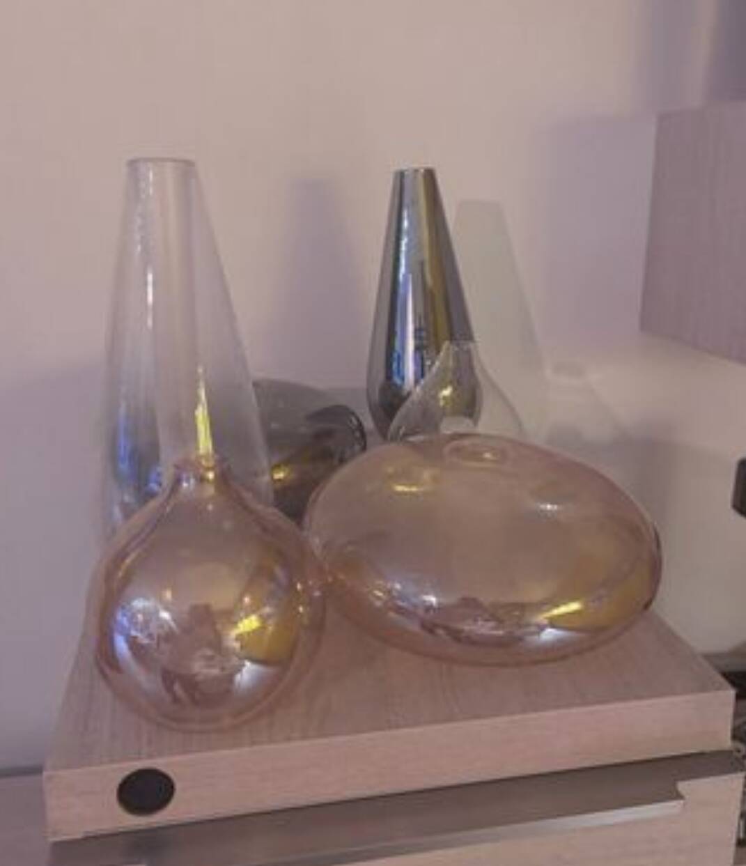 Suspension LED with 6 blown glass globes