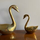 Duo of ancient brass swans