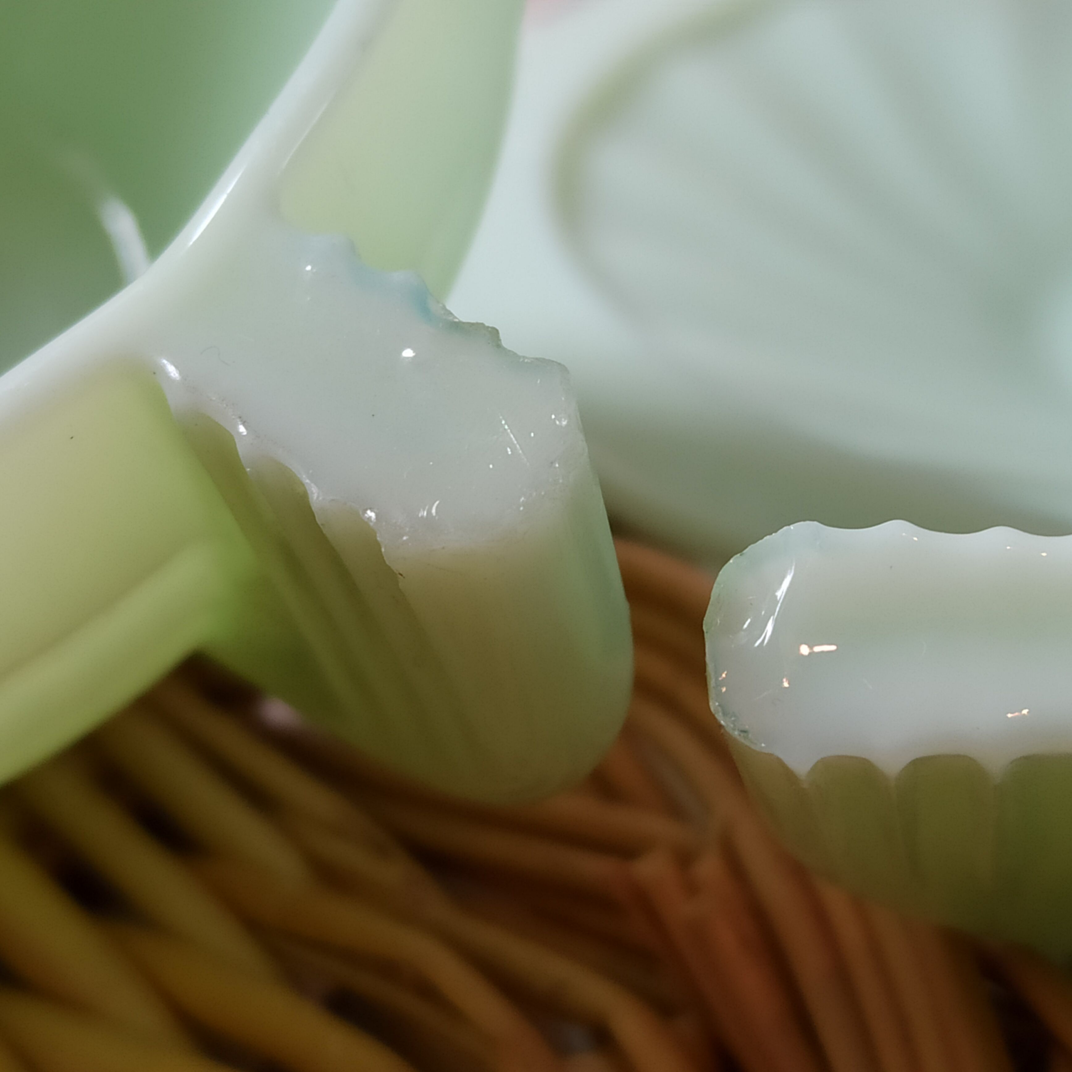 Opaline green art deco jadeite cups