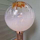 Mazzega floor lamp in chromed metal and milky glass globe, 1960s-70s