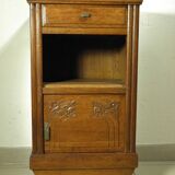 Art Deco oak and marble bedside table