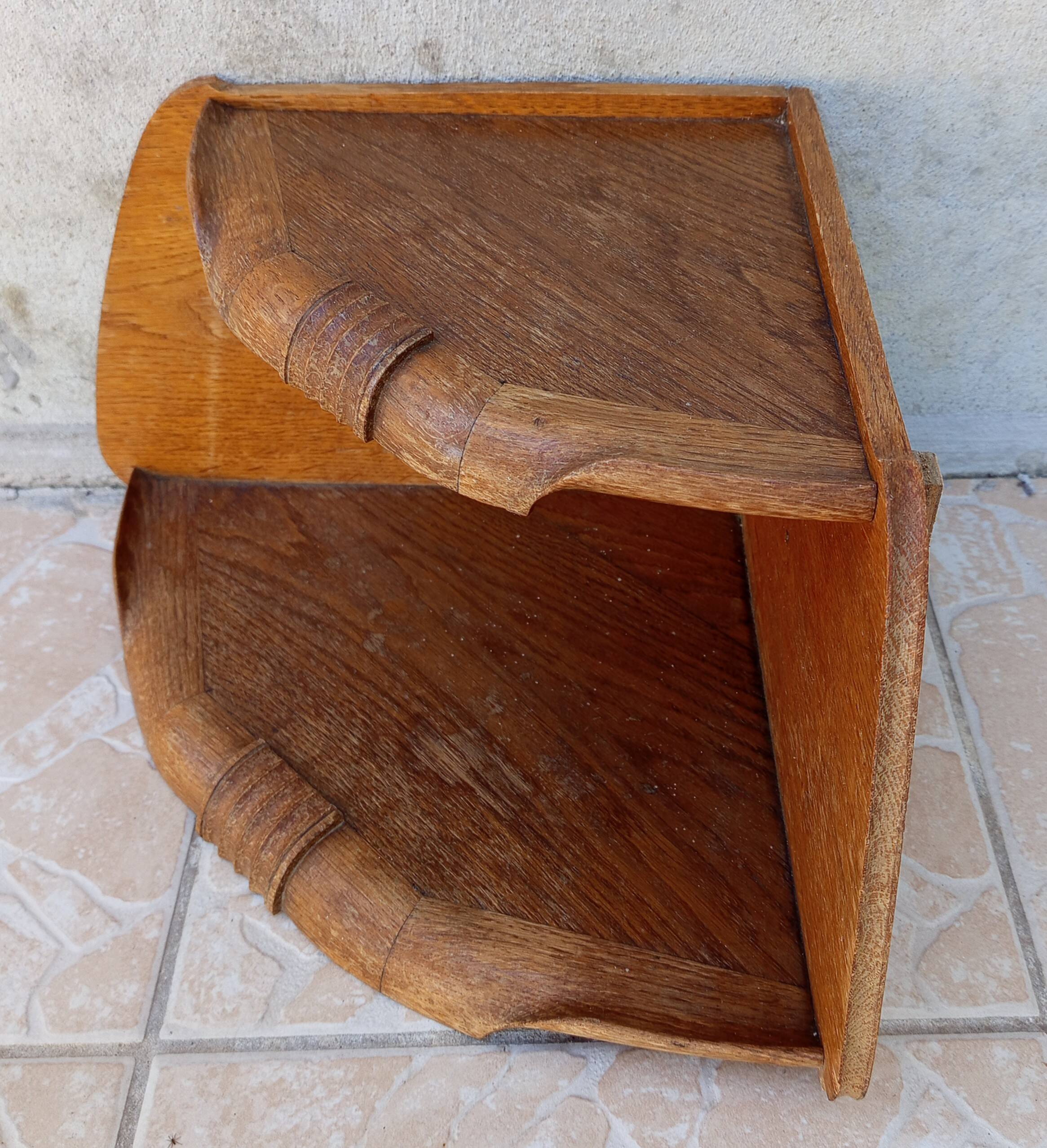 Art Deco oak corner shelf