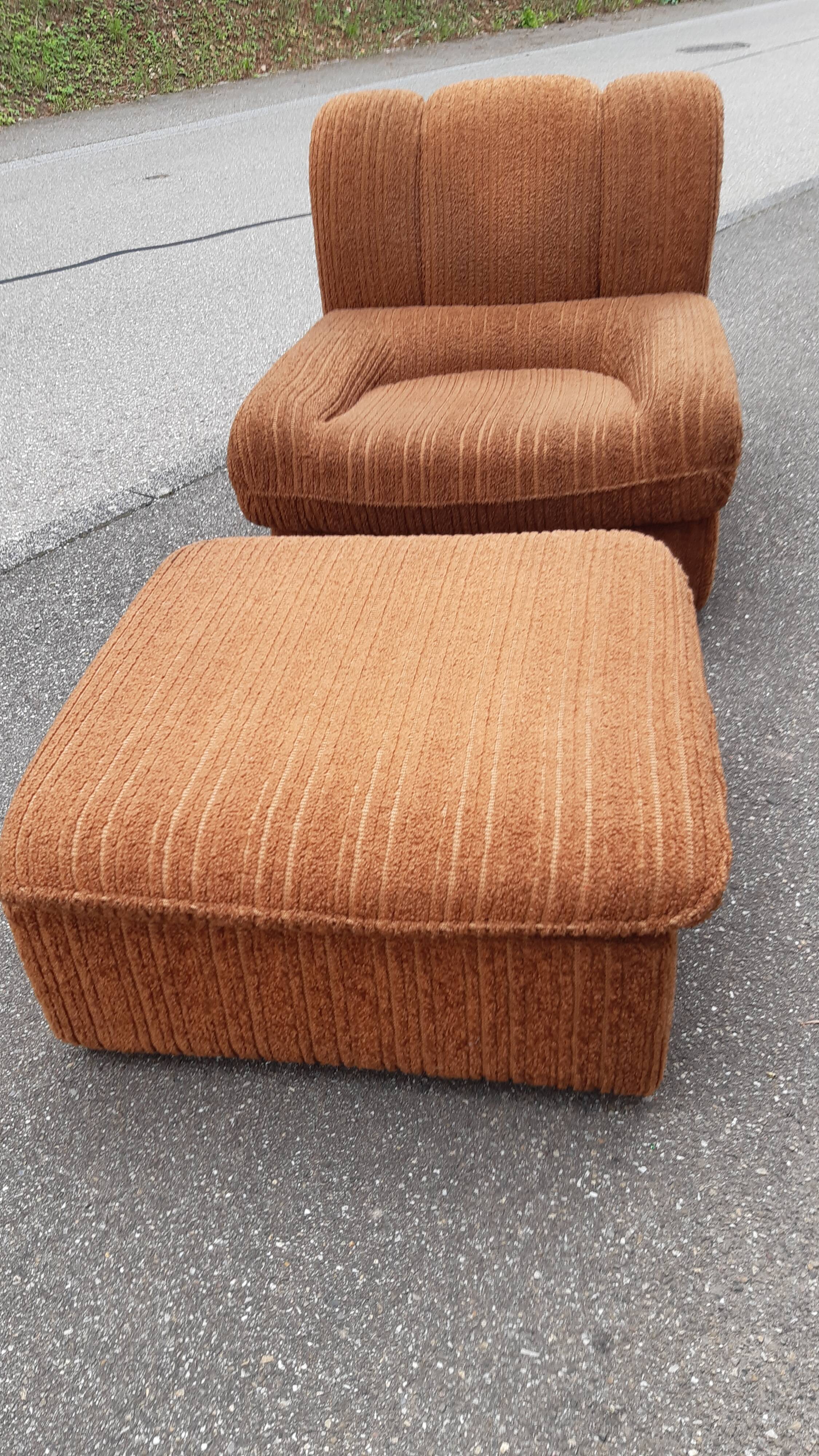 Driver and corduroy ottoman 1970