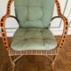Vintage rattan armchair from the 60s-70s – Orange and black graphic trim - Sty