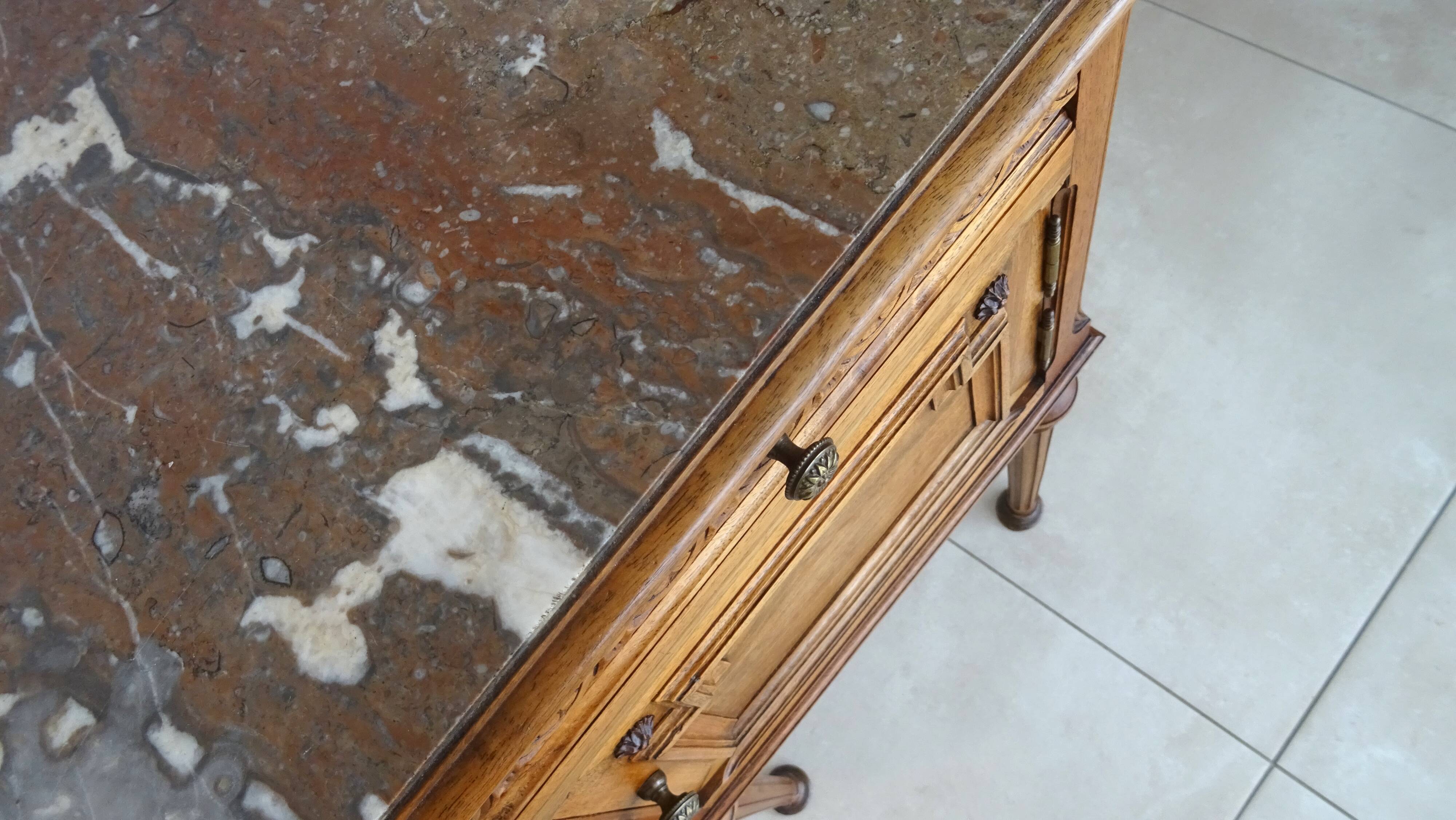 Bedside table - early 1900 - marble/ceramic