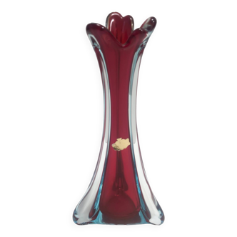 Vintage Crimson and Blue  Sommerso Murano Glass Vase attr. to Flavio Poli, Italy