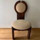 Vintage Szedleczky dining chair in brown pine and beige fabric — 1960s