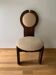 Vintage Szedleczky dining chair in brown pine and beige fabric — 1960s