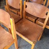 6 chaise regain orme massif et cuir epais