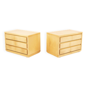Tables de nuit en parchemin Angelo Mazzola pour Salpol dans le style d'Aldo Tura