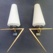 Pair of antique gold wall sconces Arlus 1950s